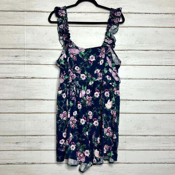 Torrid Melinda Floral Shorts Romper Blue Plus Size 2X - Picture 3 of 10